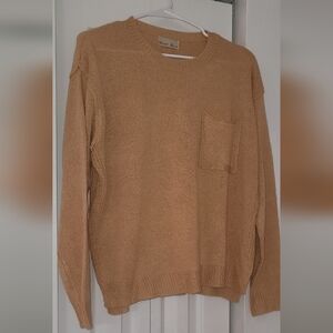 Soft and Cozy Be Cool Classic Tan Crewneck Sweater with Ribbed Details